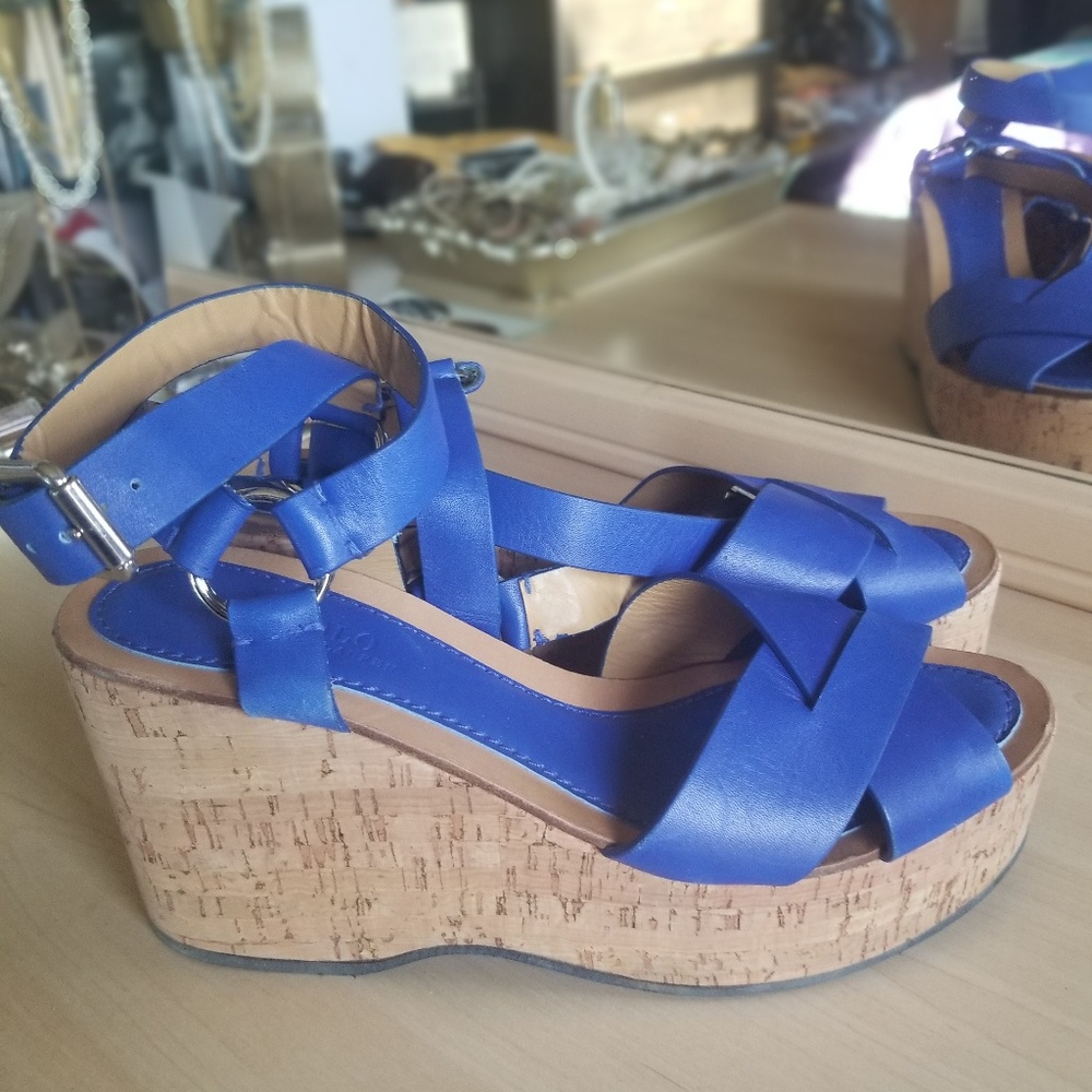 Women's Polo Hard Cork and Leather Wedges